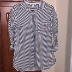 Gray and white collared button down.